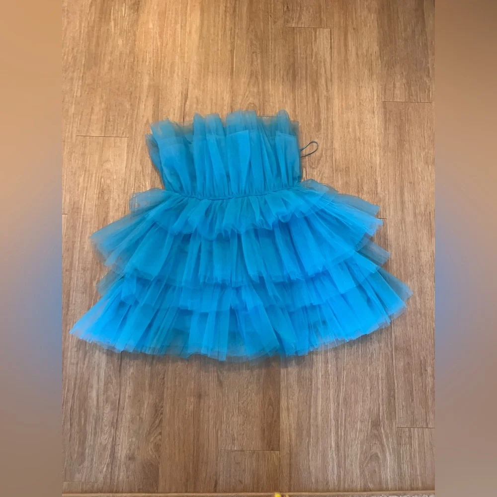 NWOT ‘Never Tulle Much’ Tulle Minidress - Size M/ Aqua - Picture 1 of 6